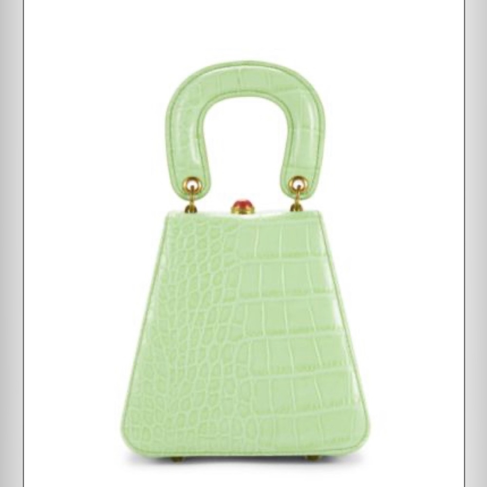 STAUD - Wore once - Kenny Croc-Embossed Pistachio leather Top Handle Bag